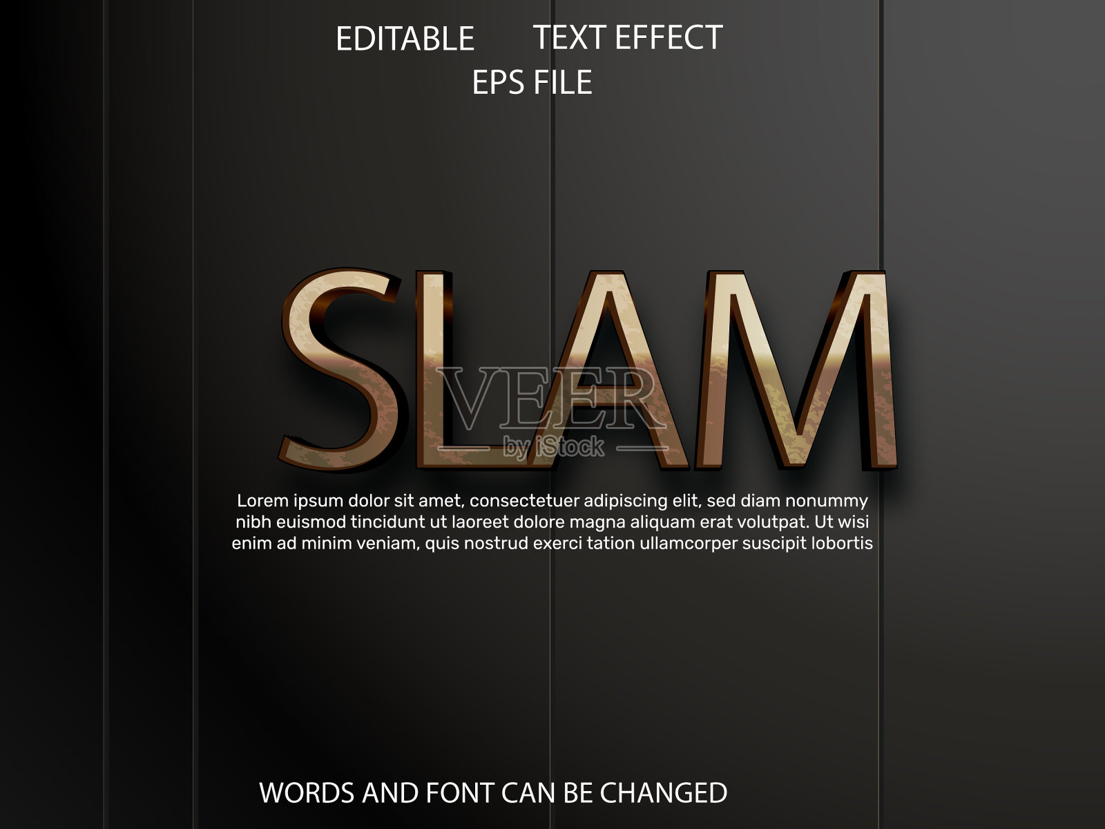 Slam文本效果字体可编辑排版3d文本插画图片素材