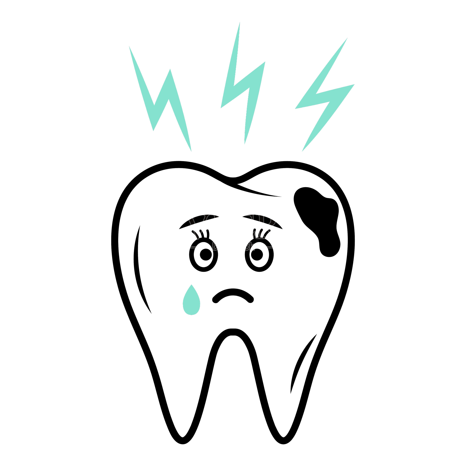 牙齿可爱悲伤的性格带着龋齿哭泣设计元素图片