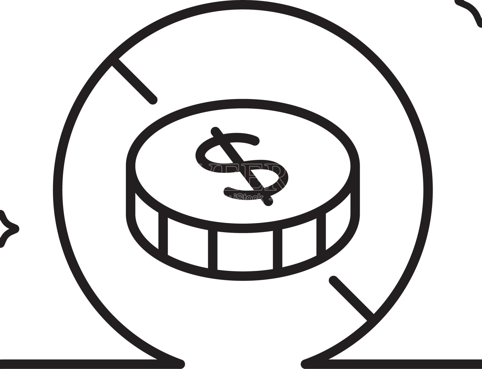 无现金线图标免税标志连续线设计元素图片