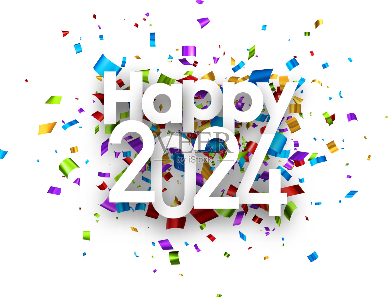 2024年新年快乐纸号为日历插画图片素材