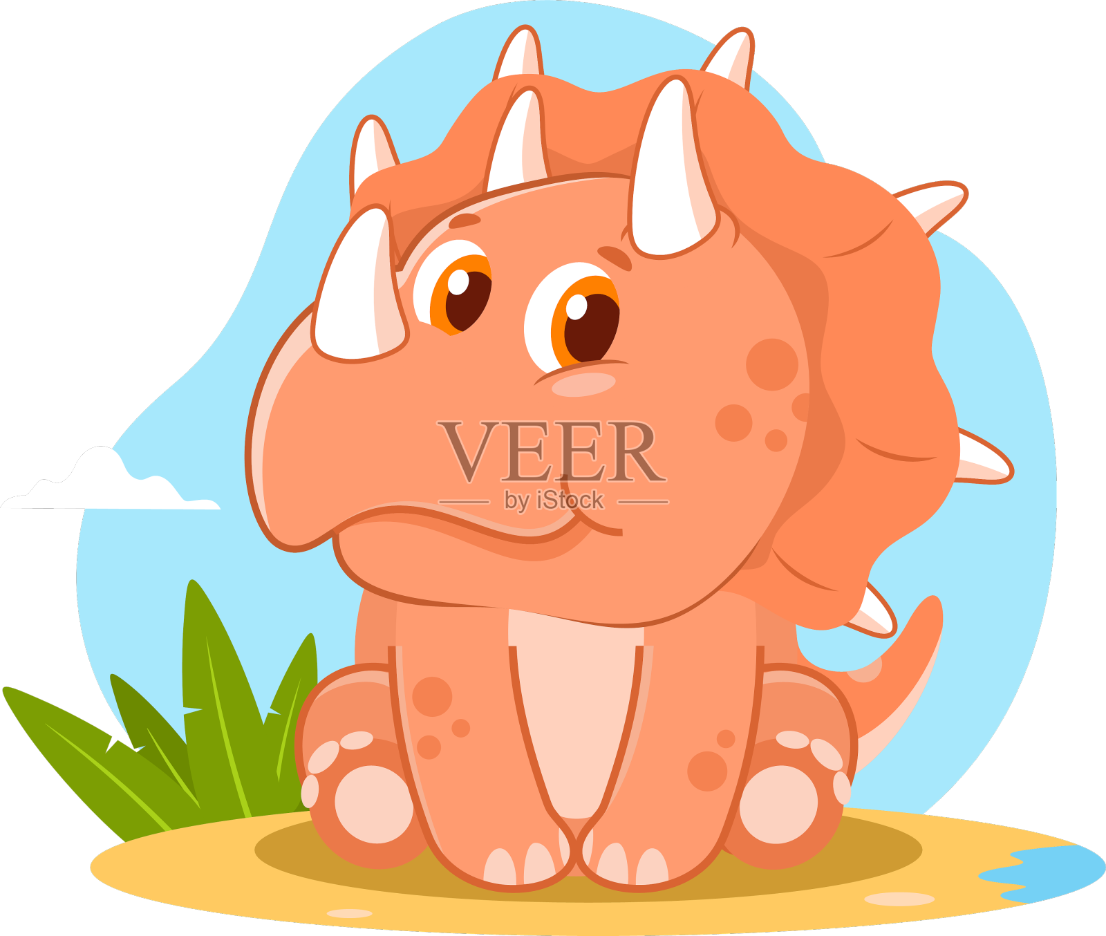 可爱的小恐龙卡通人物座椅设计元素图片