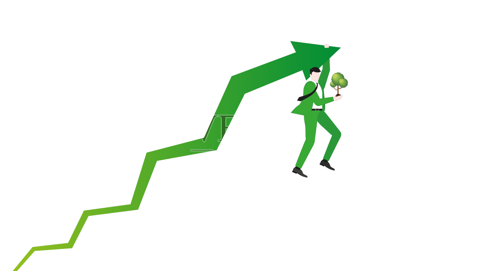 一个商人挂着一个绿色的箭头设计元素图片