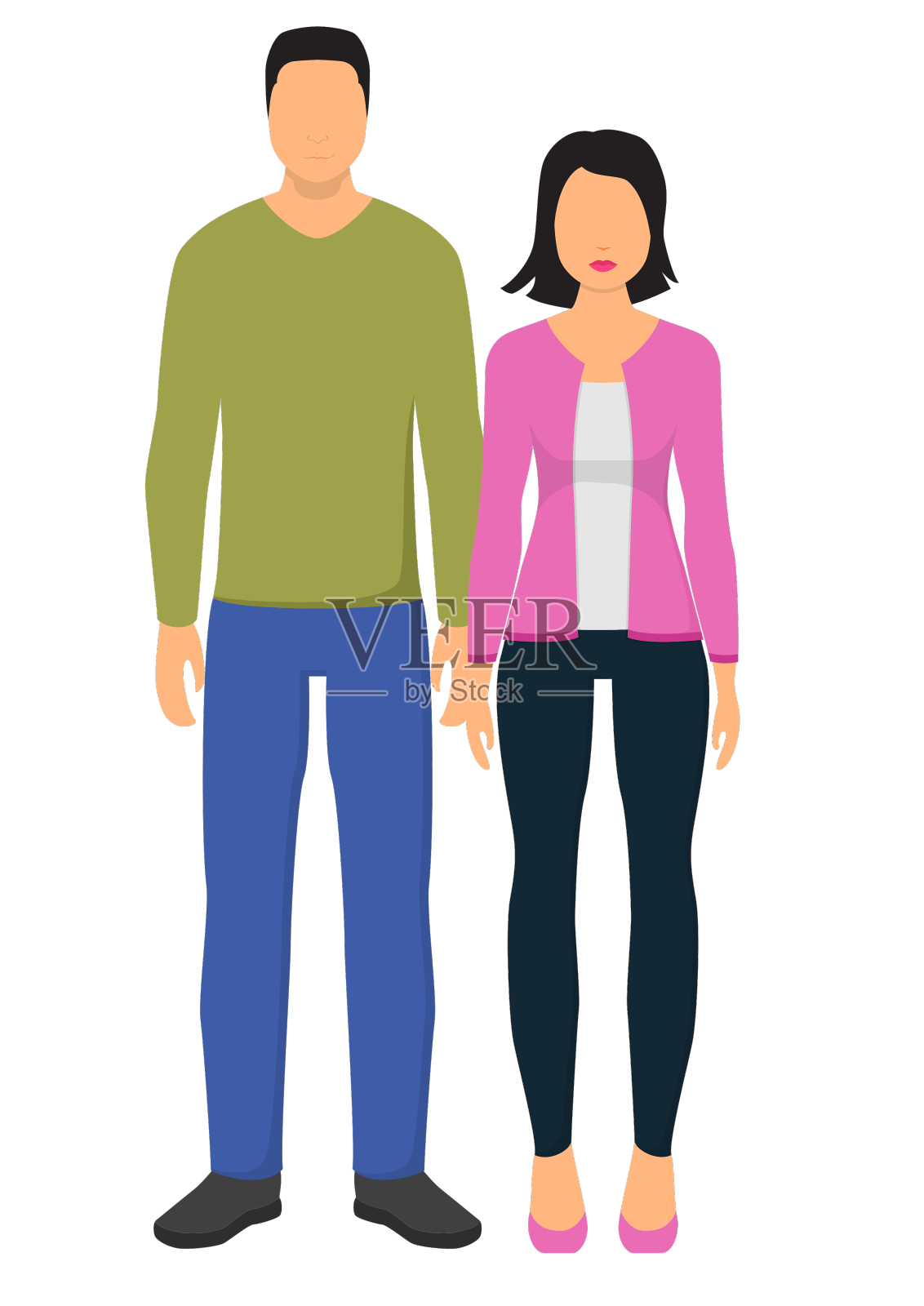 穿着休闲装的情侣形象设计元素图片