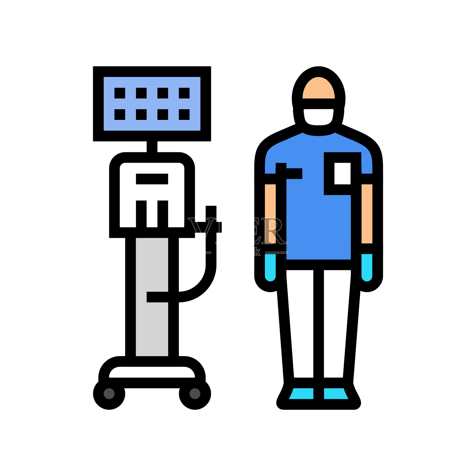 呼吸治疗师呼吸机颜色图标设计元素图片