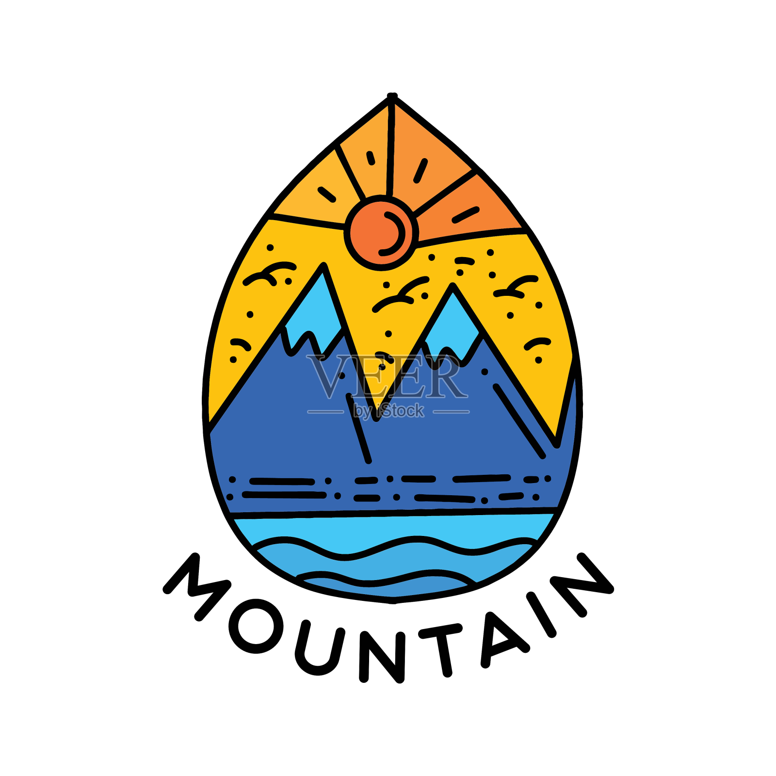 山标志设计为冒险图形徽章设计元素图片