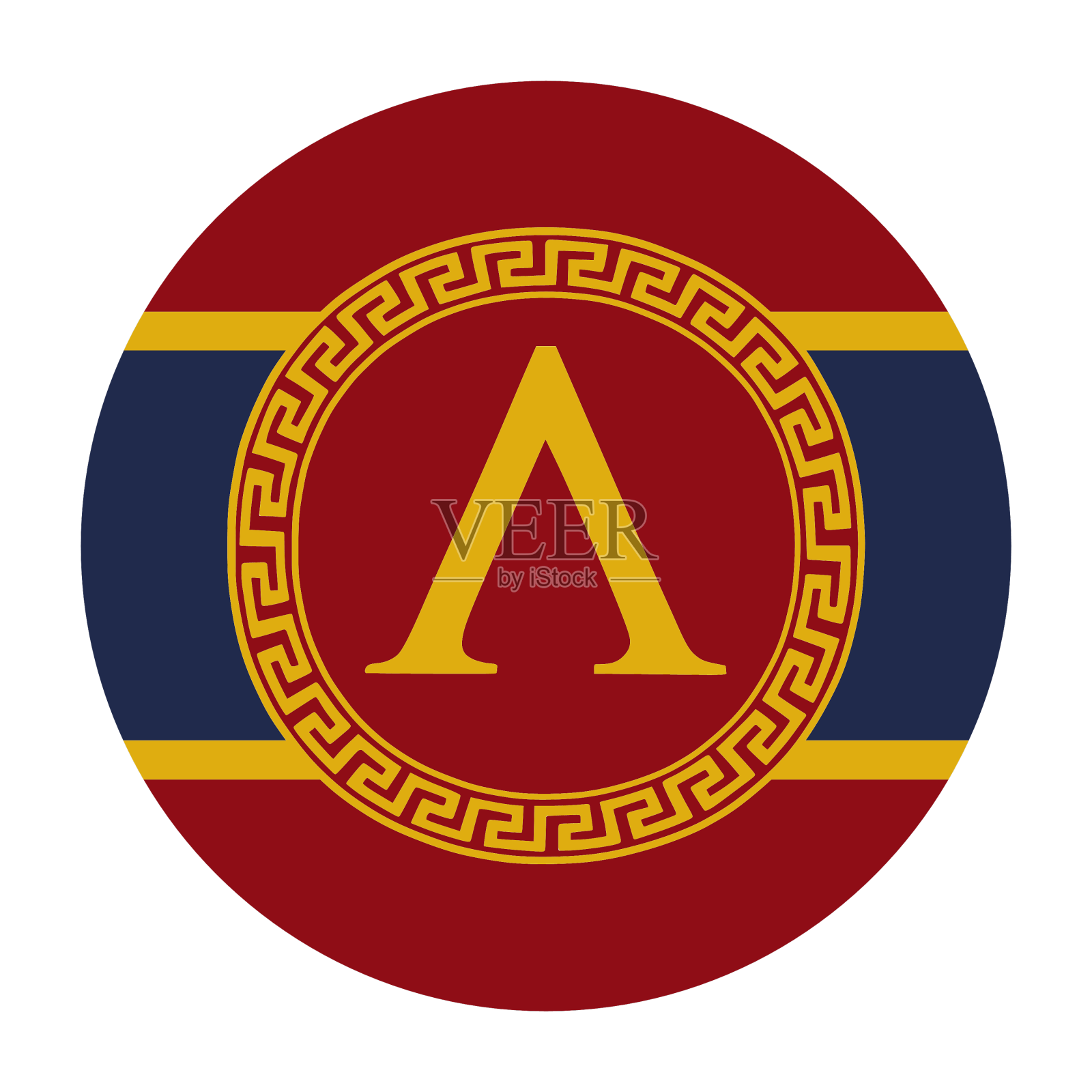 圆形徽章斯巴达旗孤立设计元素图片