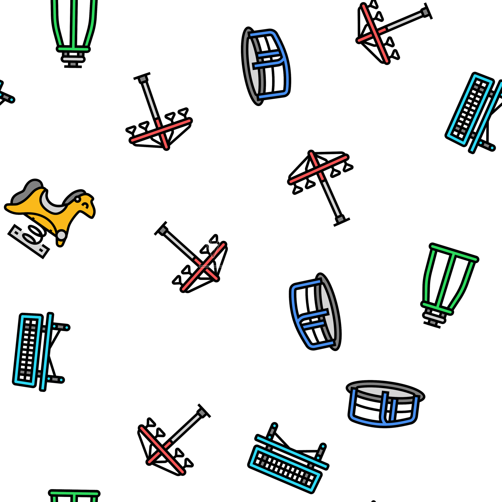 游乐场、公园、户外无缝游玩设计元素图片