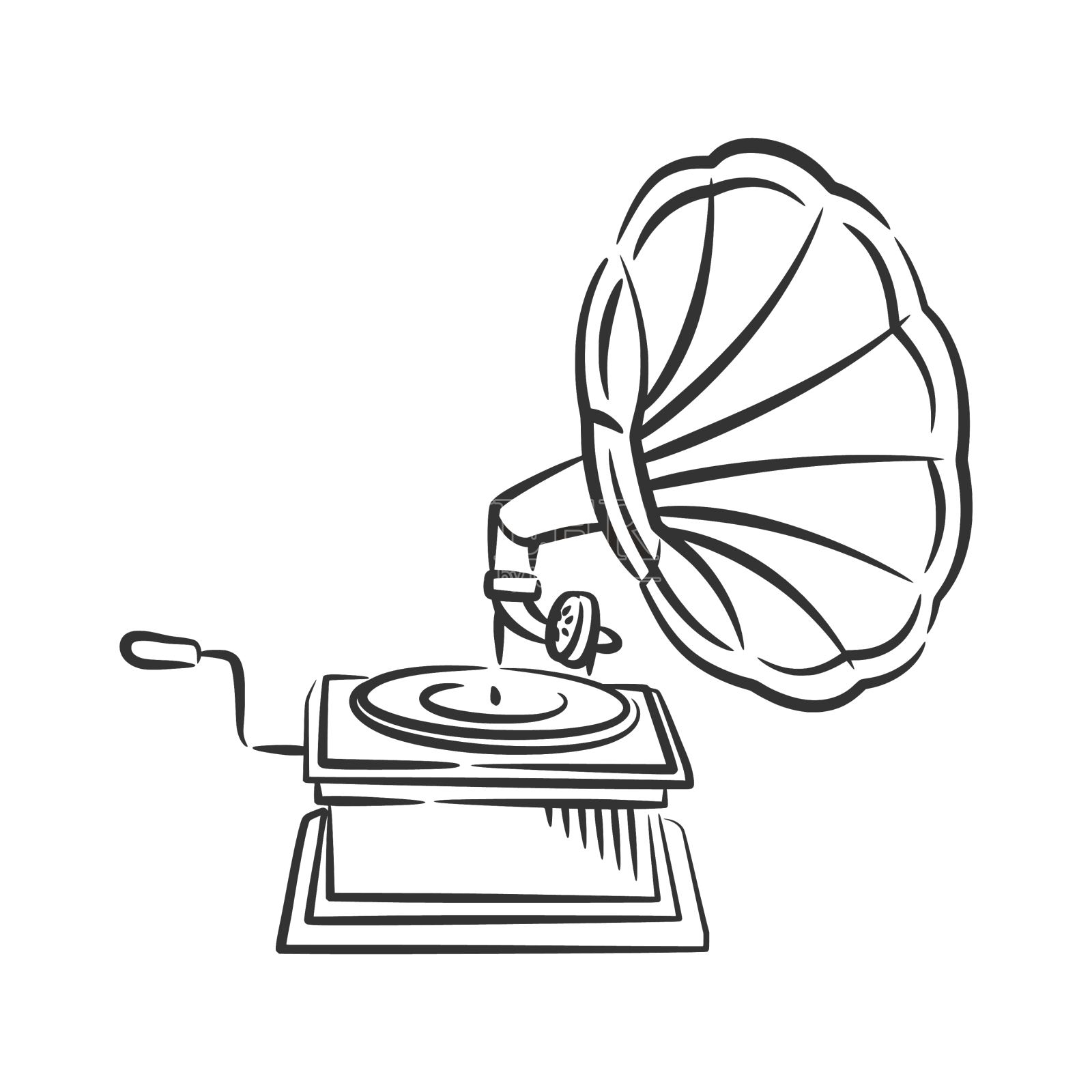留声机复古音乐线条艺术手绘设计元素图片