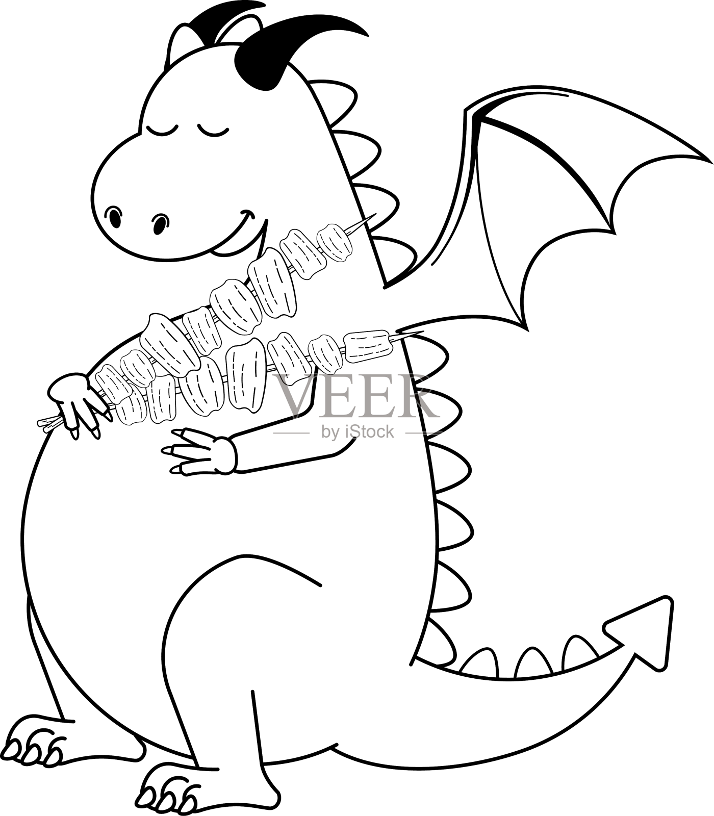 黑白龙配烤肉设计元素图片