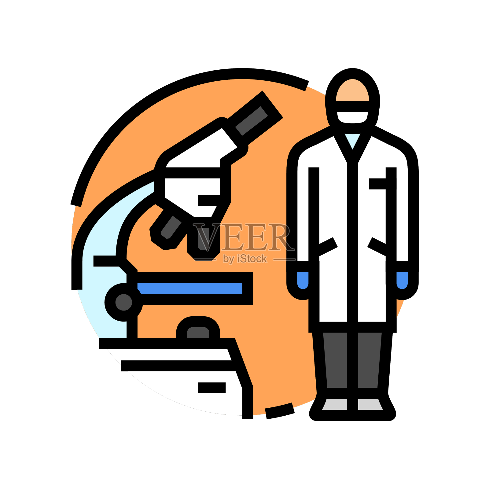 实验室技术员显微镜彩色图标设计元素图片