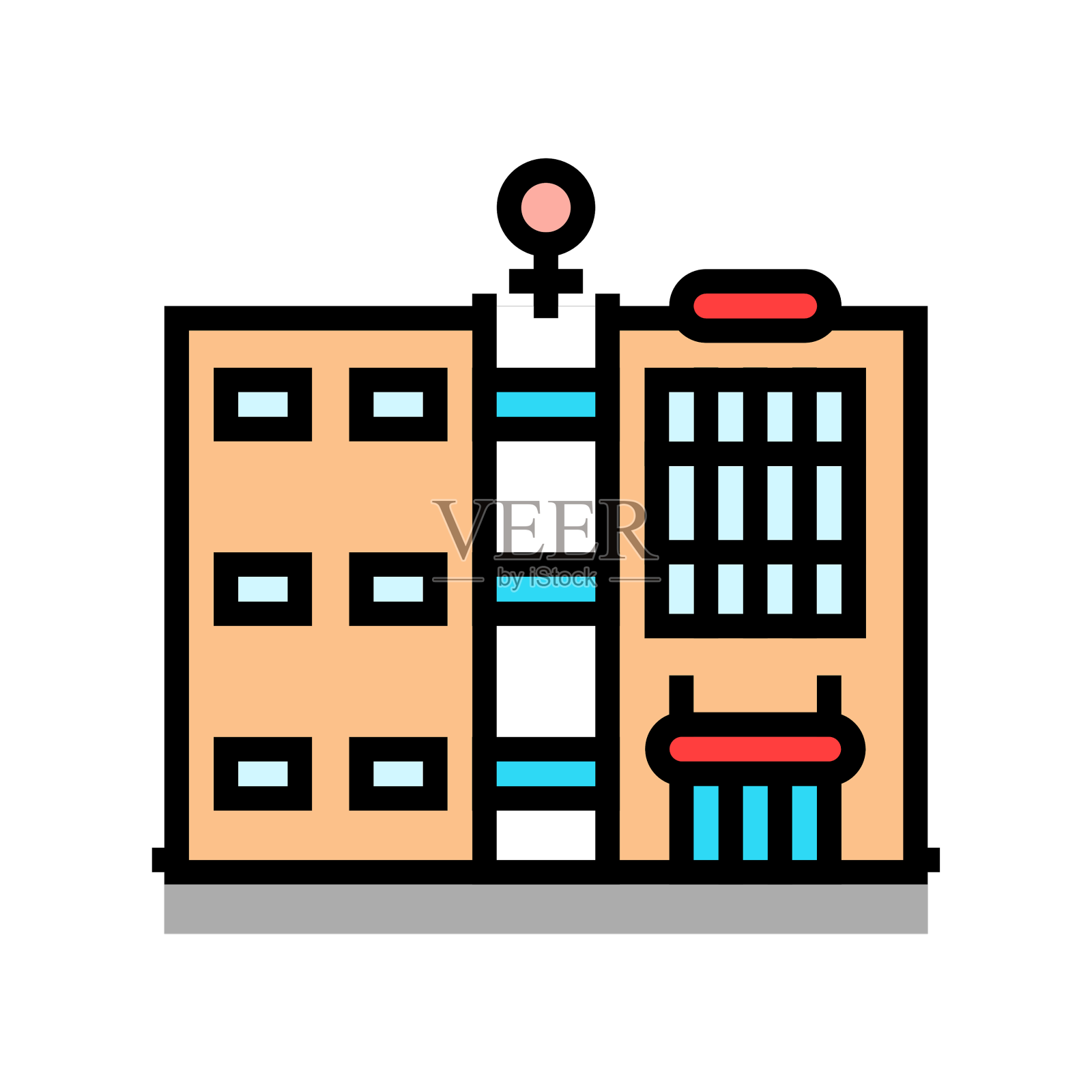 女性门诊妇科医生彩色图标设计元素图片