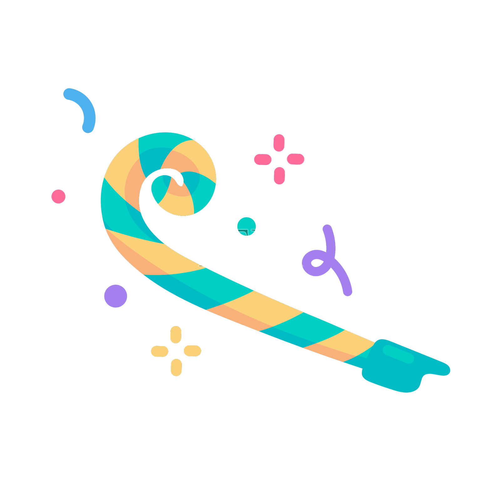 生日派对用爆炸五彩纸屑吹风机设计元素图片