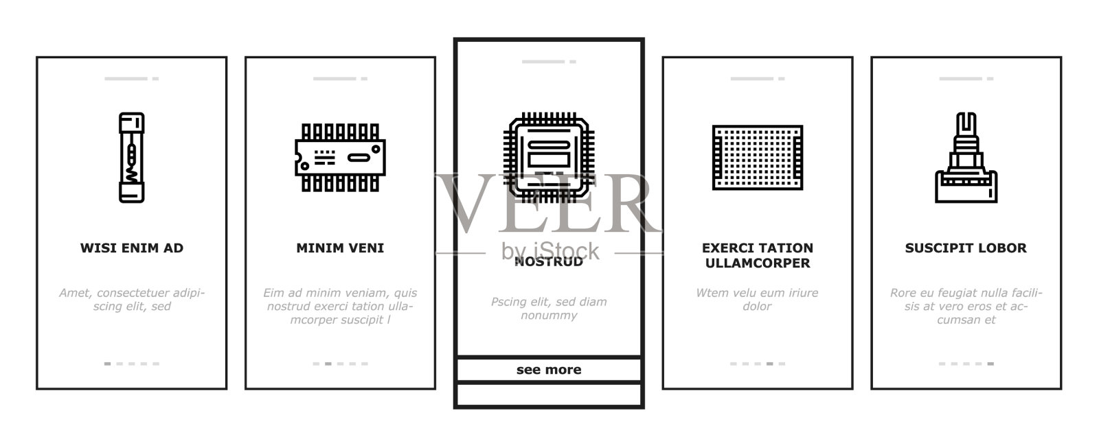 电子元件电路芯片上的图标插画图片素材
