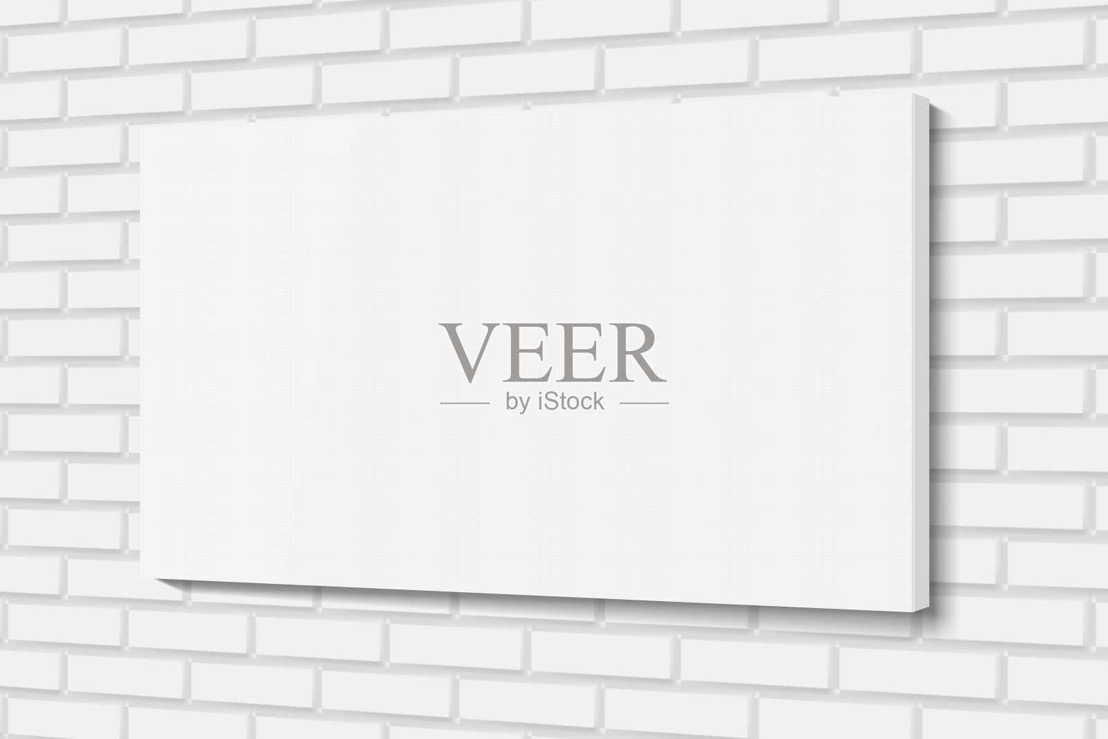 白色砖墙上的空白画布框架插画图片素材