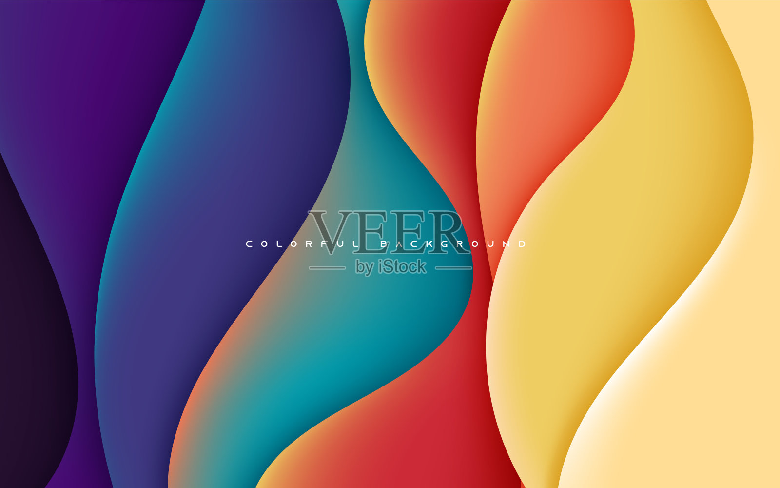 抽象的彩色波浪维度层背景液体形状。插画图片素材