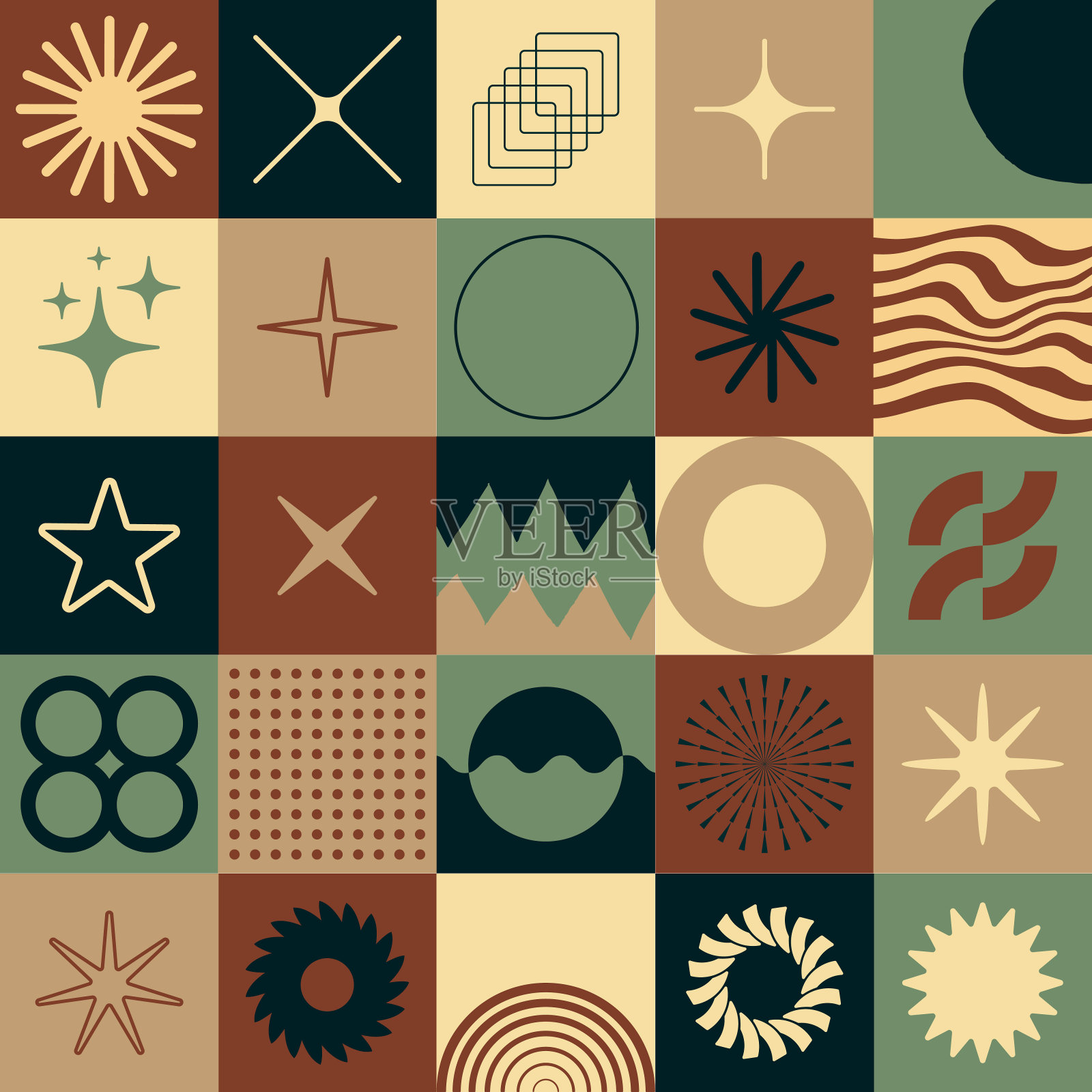 简单的几何抽象矢量图案。瑞士设计形状。包豪斯装饰背景。野兽派图形艺术。插画图片素材