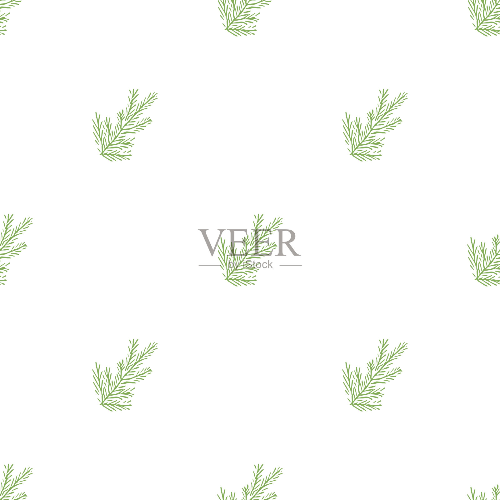 无缝圣诞树图案。新年背景。涂鸦插图与圣诞树插画图片素材