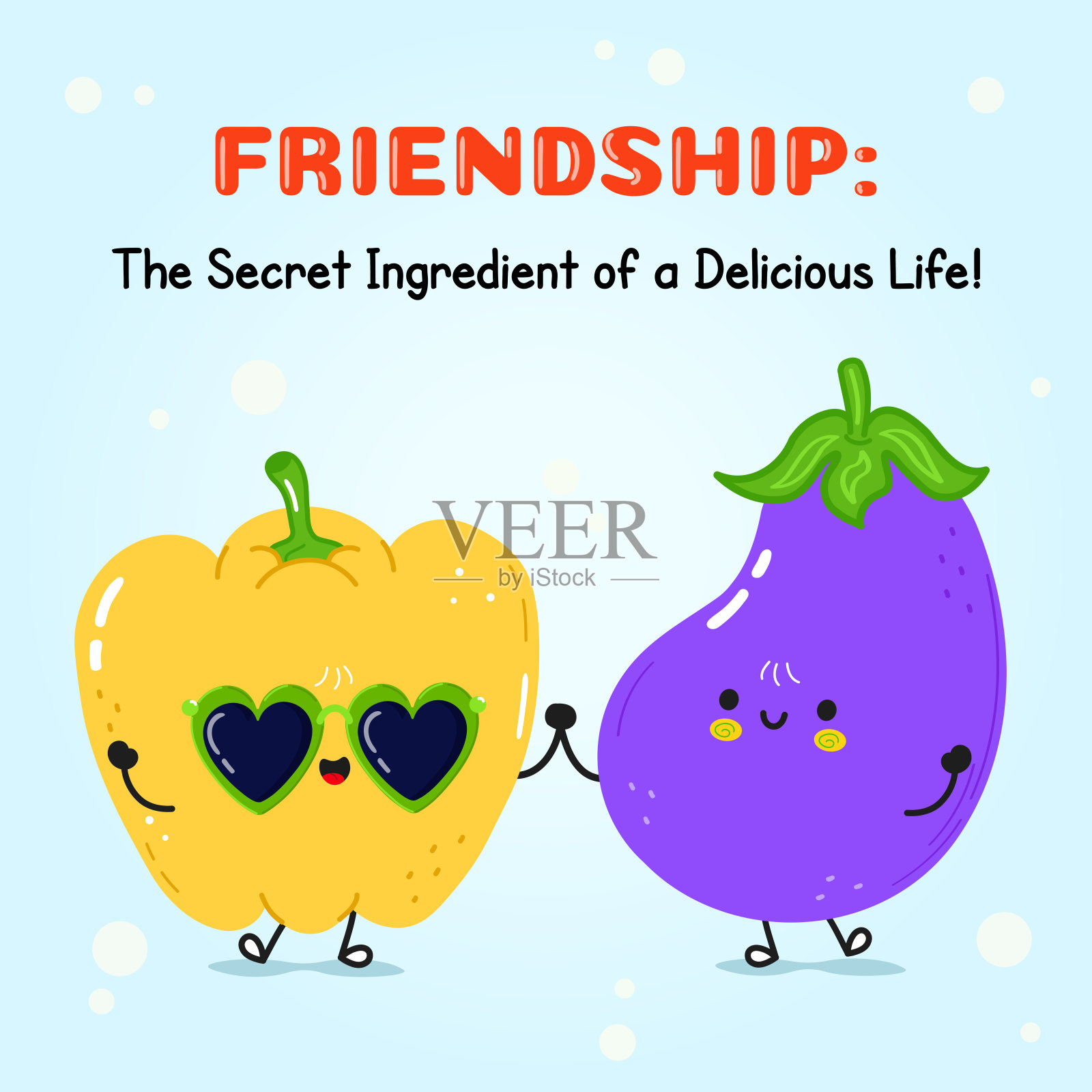 甜椒茄子卡插画图片素材