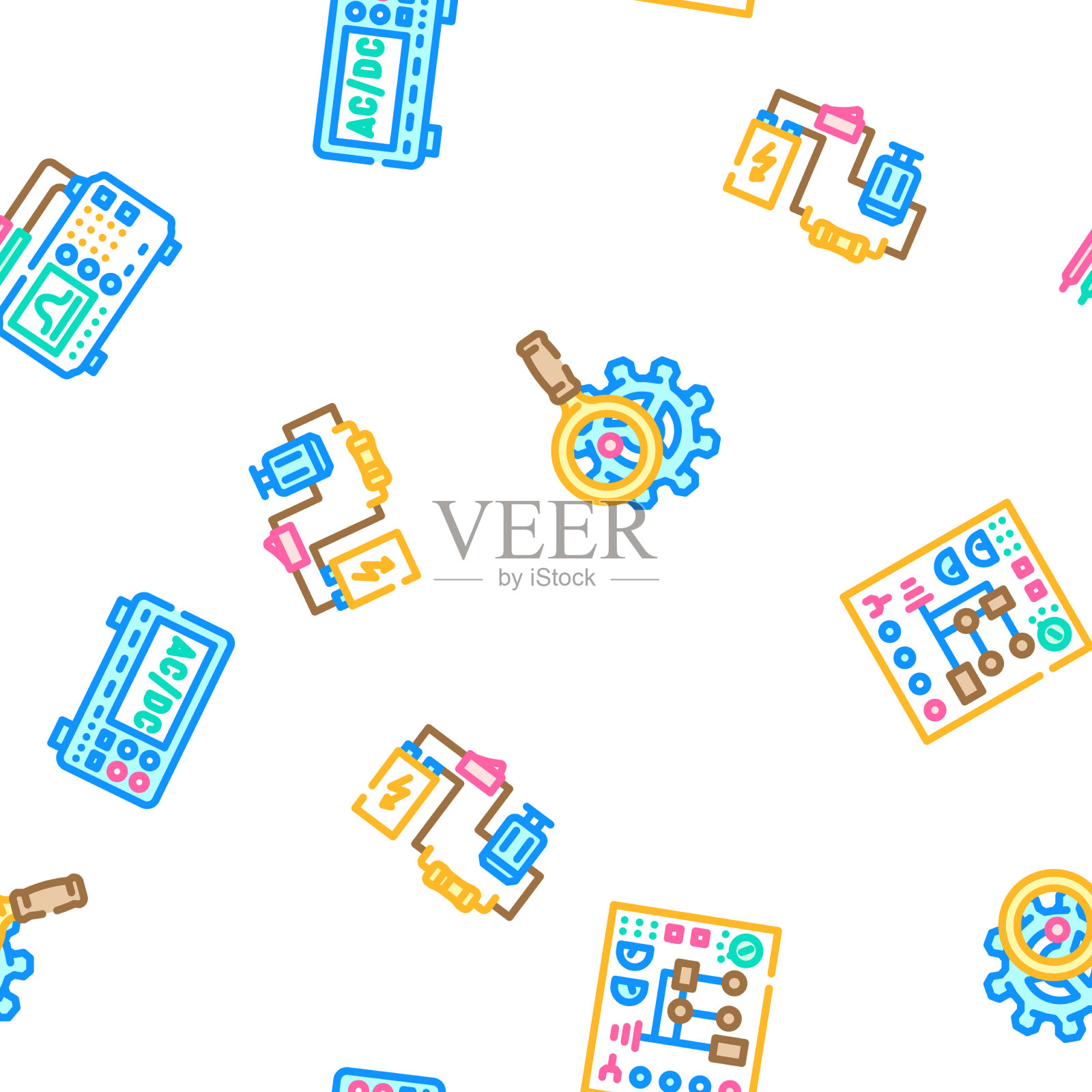 工程工具工作设备无缝对接插画图片素材