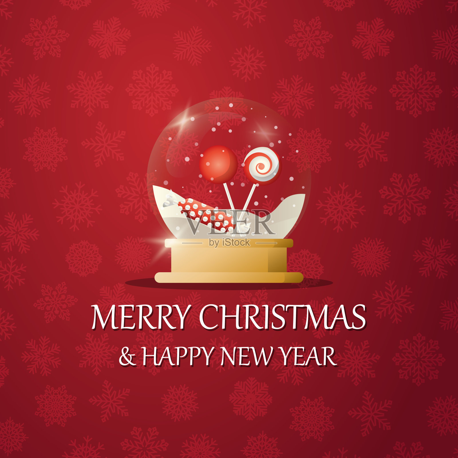 圣诞快乐，雪花球和糖果插画图片素材