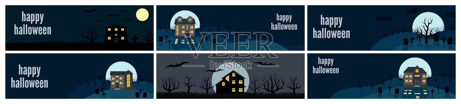 万圣节背景套装设计元素图片