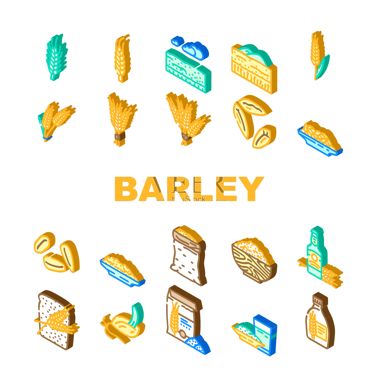 大麦谷物小麦图标集设计元素图片