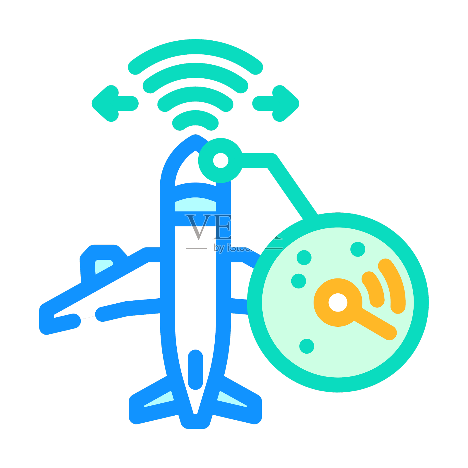 雷达校准飞机颜色图标设计元素图片