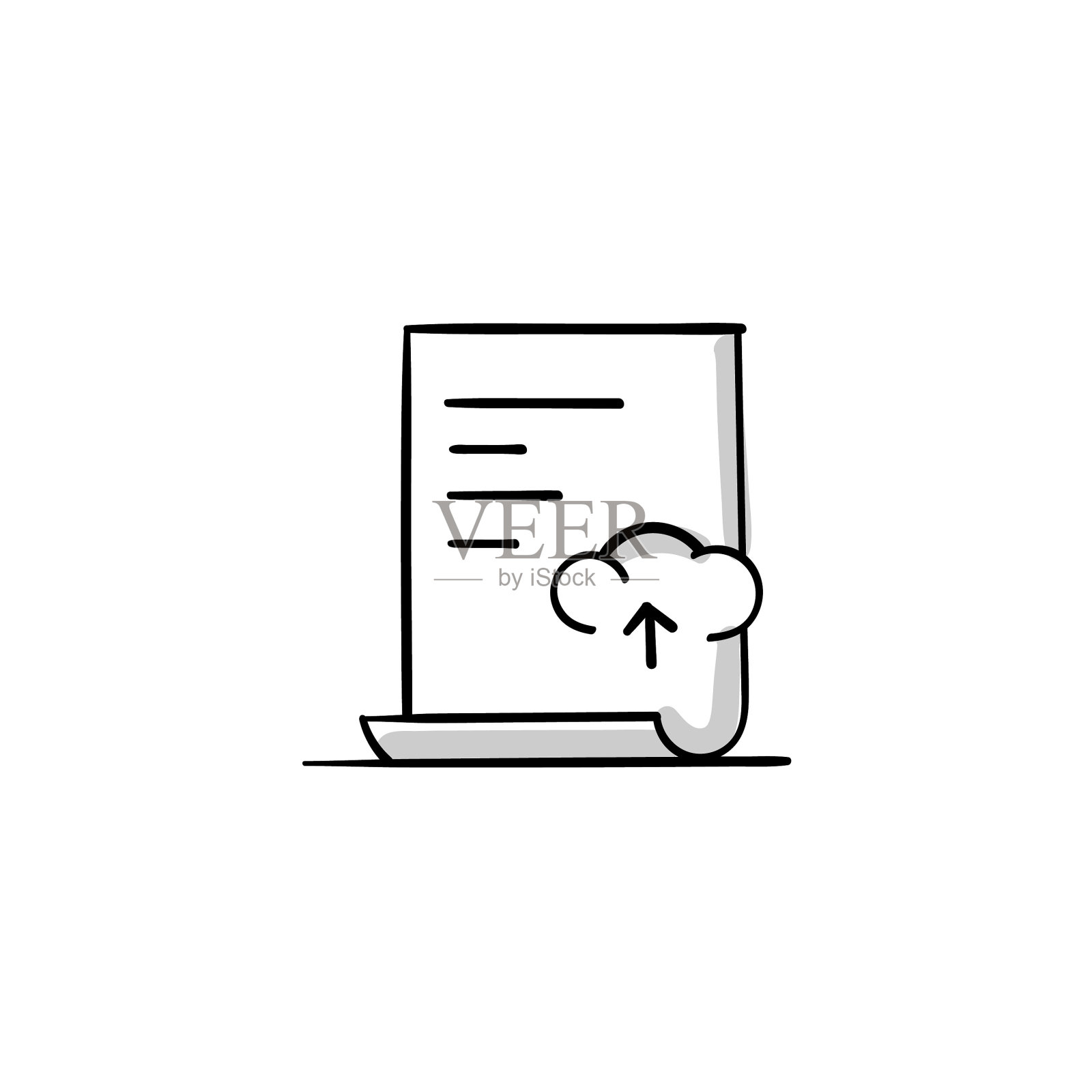 云文件素描涂鸦矢量线图标与可编辑的笔触。Icon适用于网页设计、移动应用、UI、UX和GUI设计。插画图片素材