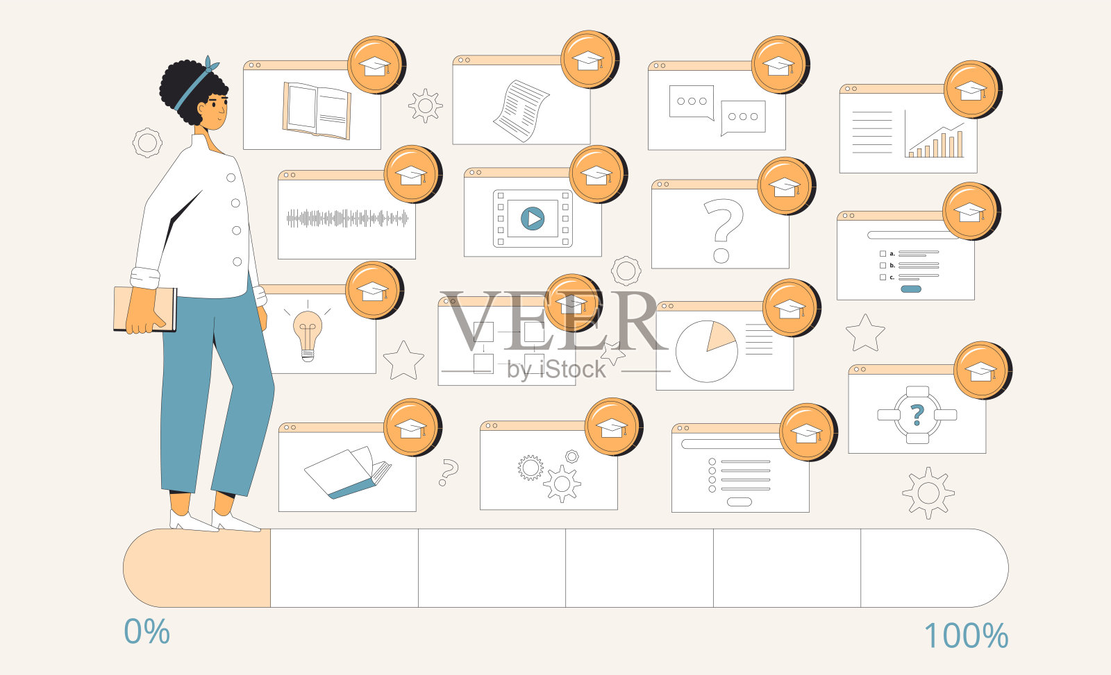 学习体验平台。教育中的游戏化技术。插画图片素材