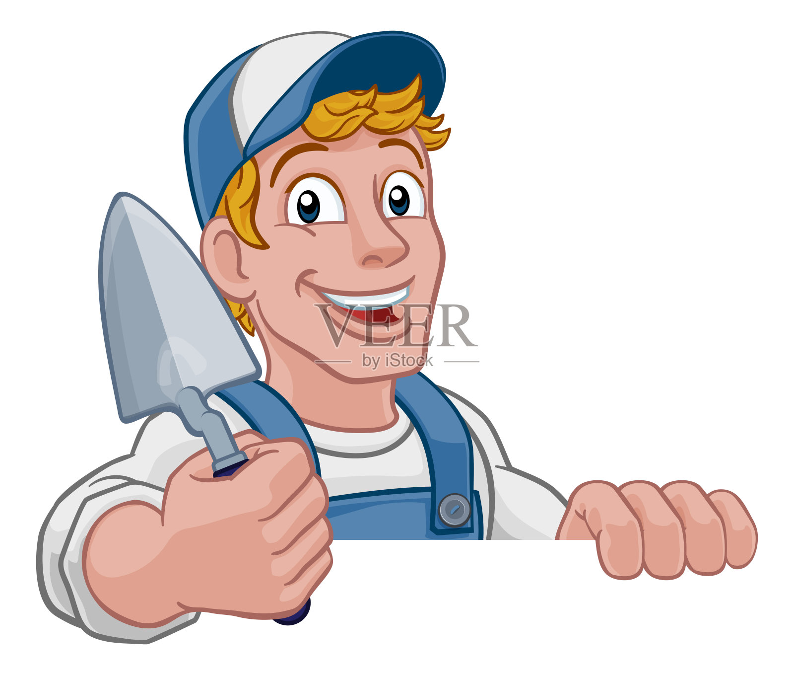 铲施工现场卡通建设者杂工插画图片素材