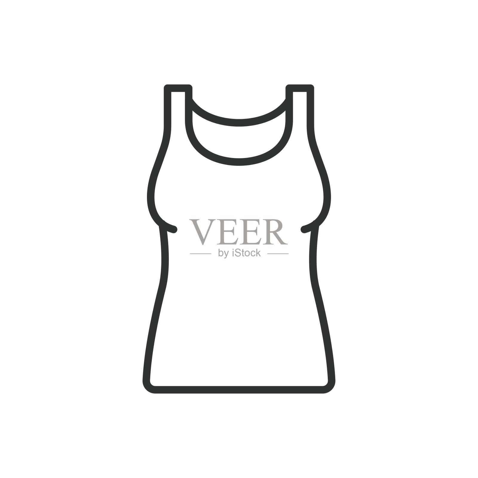 女子单衣图标线设计。图标，单衣，女人，坦克，顶部，服装，服装，时尚，风格，图标矢量插图。女子单衣可编辑的笔画图标。插画图片素材