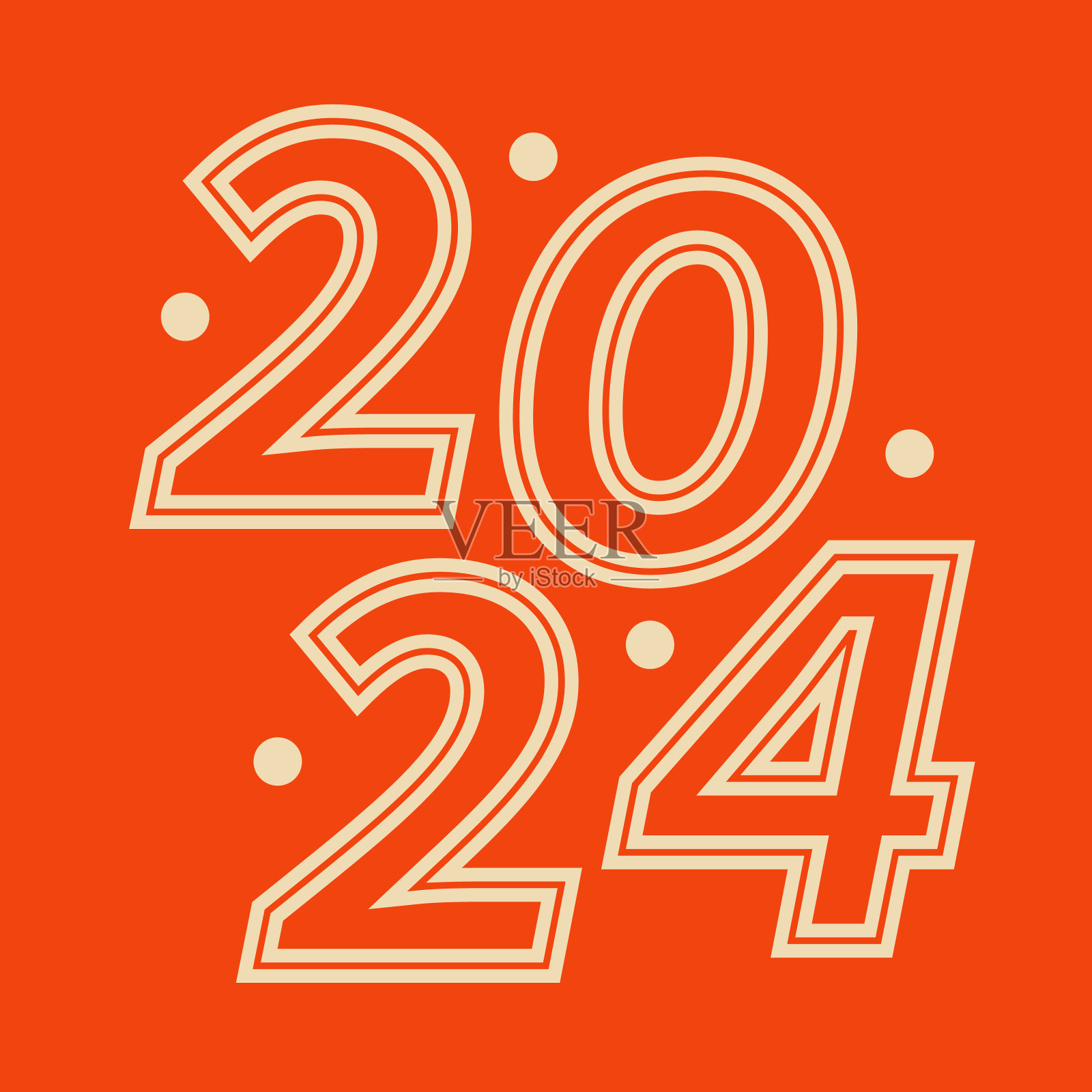 2024年新年快乐横幅、海报、贺卡设计模板。插画图片素材