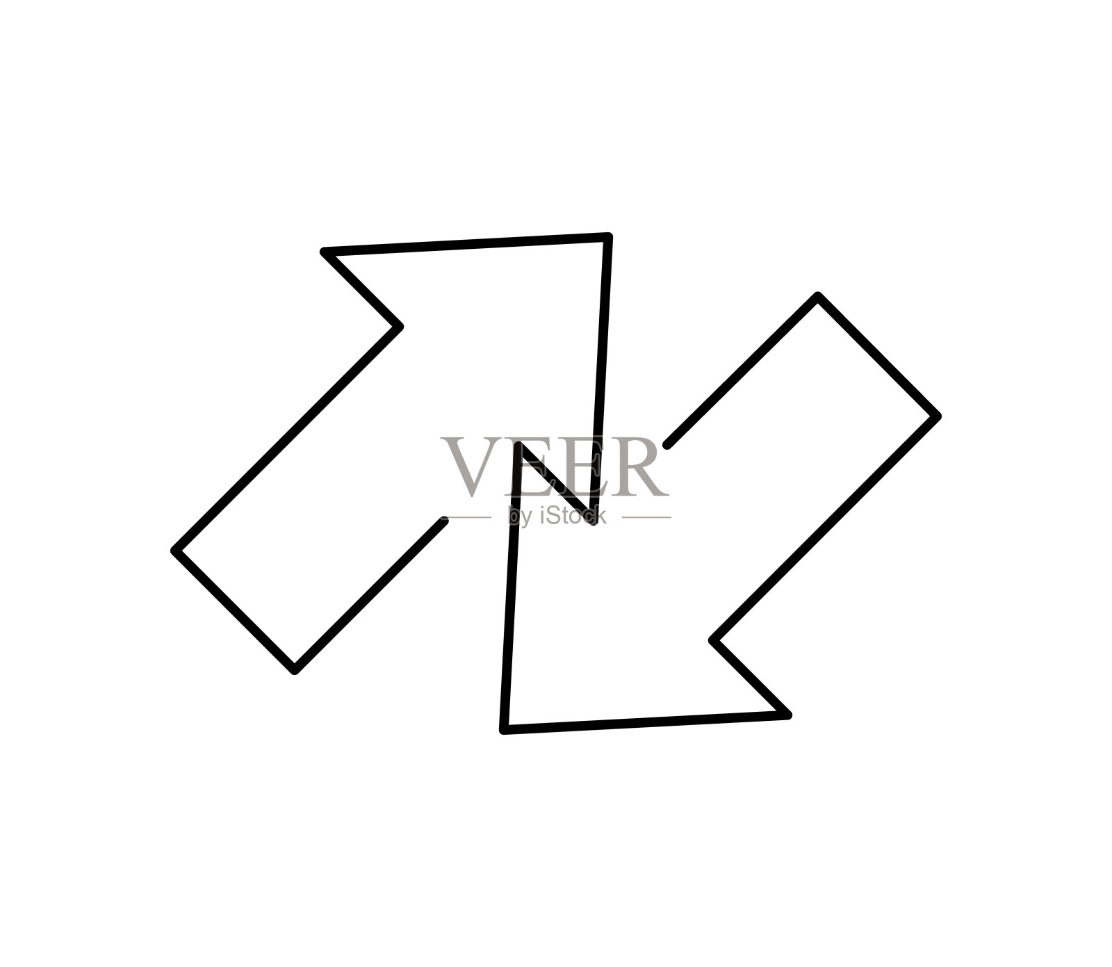 转移箭头图标。双反符号。数据传输线性图标。回收标志。箭头指向左右的符号。取代图标。矢量插图隔离在白色背景上。可编辑的中风插画图片素材