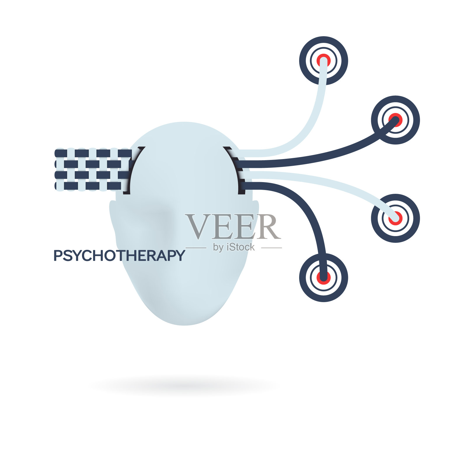 混淆和解开大脑隐喻的概念。心理治疗的结果。目标的定义和实现。插画图片素材