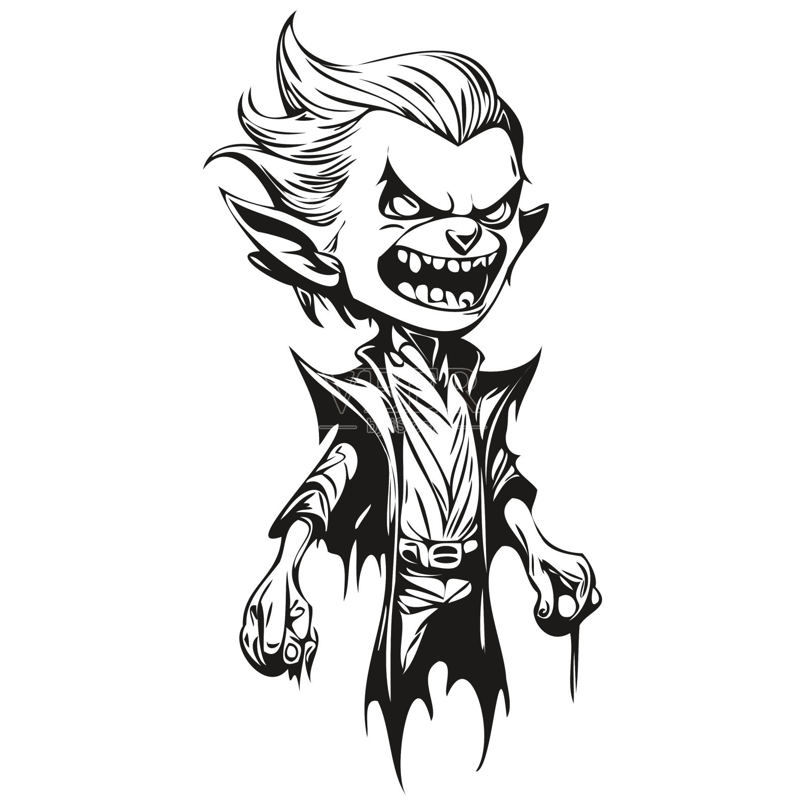 幽灵般的形象，一个可怕的尖牙万圣节设计元素图片