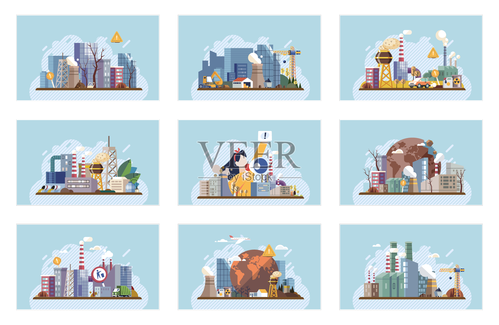 工业污染，空气污染设计元素图片