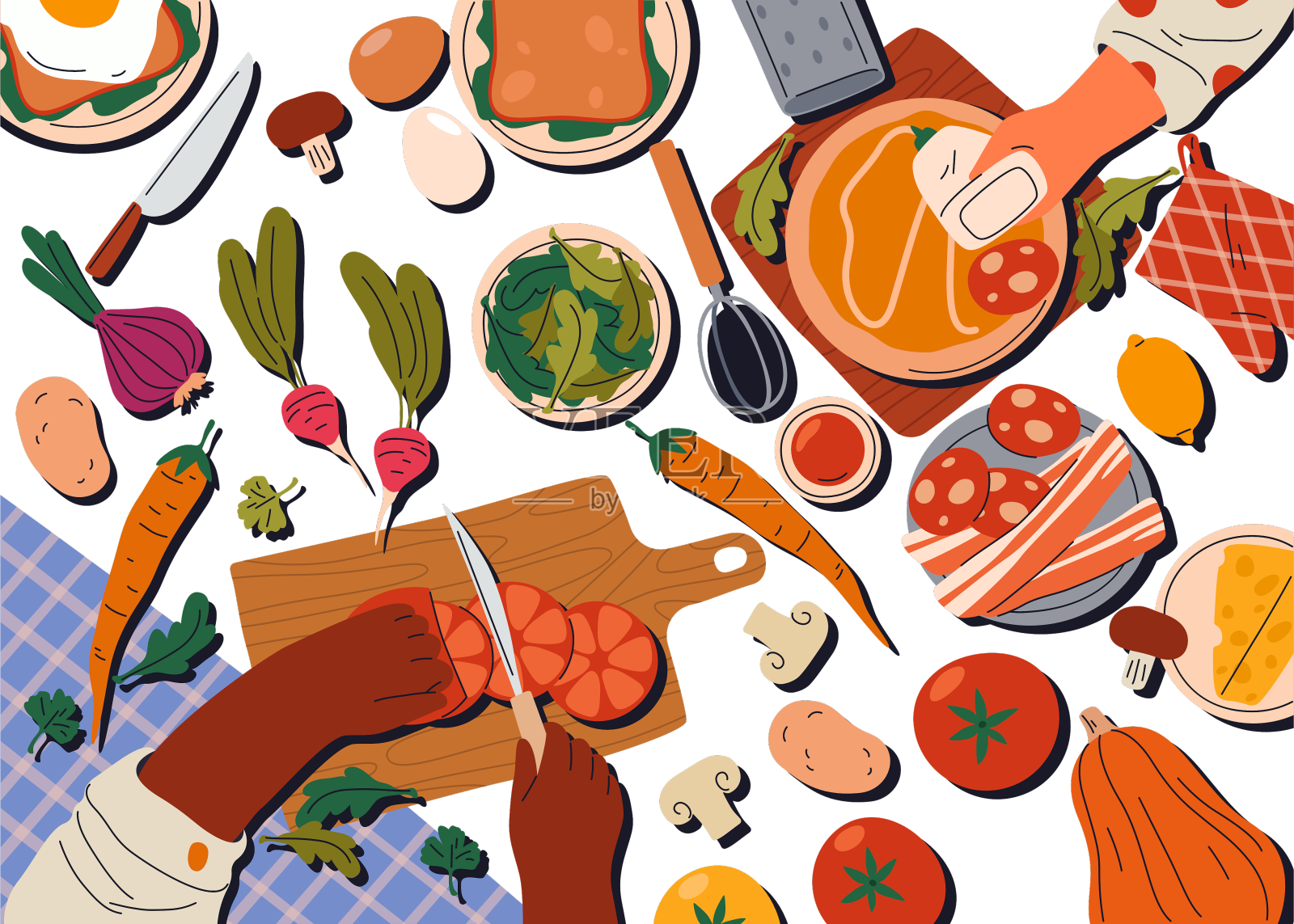 食物烹饪背景俯视图标志设计元素图片