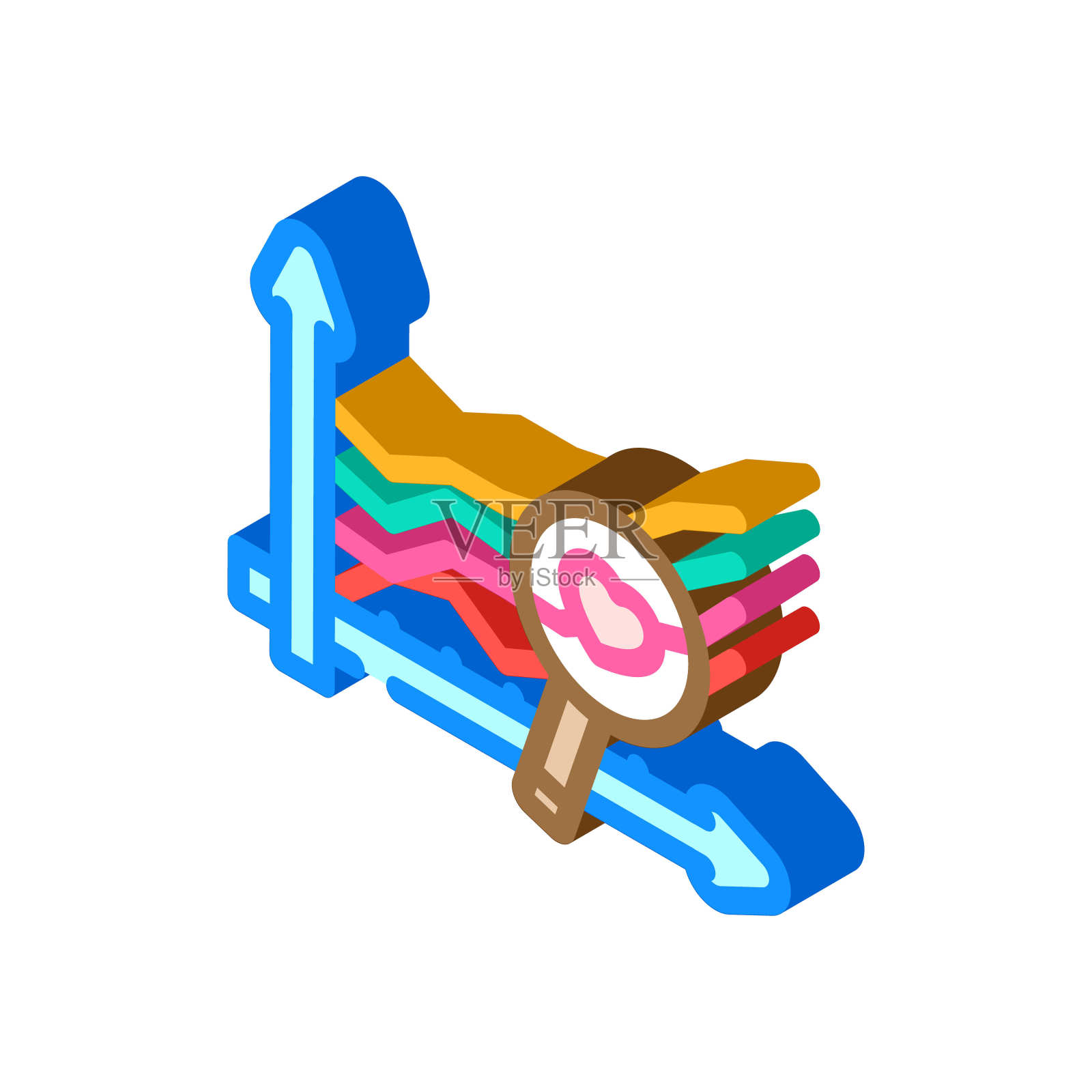 趋势分析社交媒体等距图标矢量插图插画图片素材