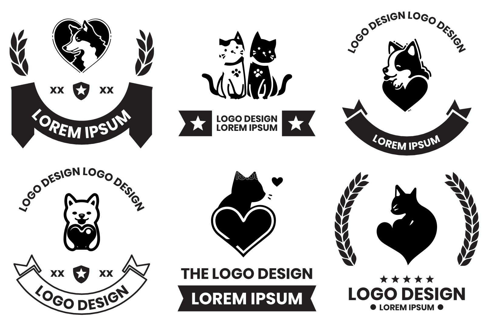 宠物爱心标志在动物诊所概念设计元素图片