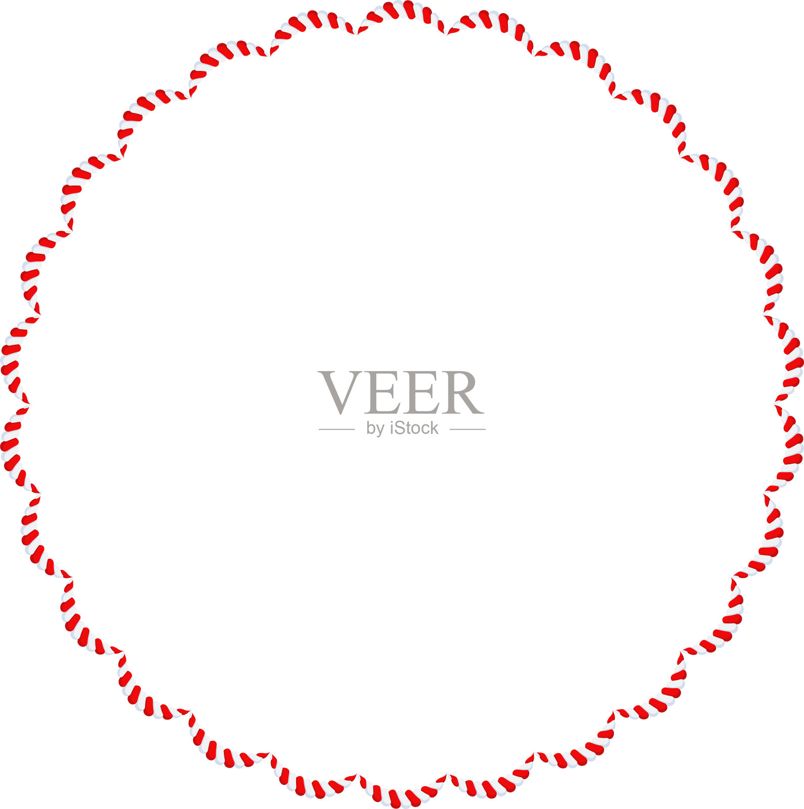 圣诞糖果手杖框架。条纹丝带圈贴纸。插画图片素材