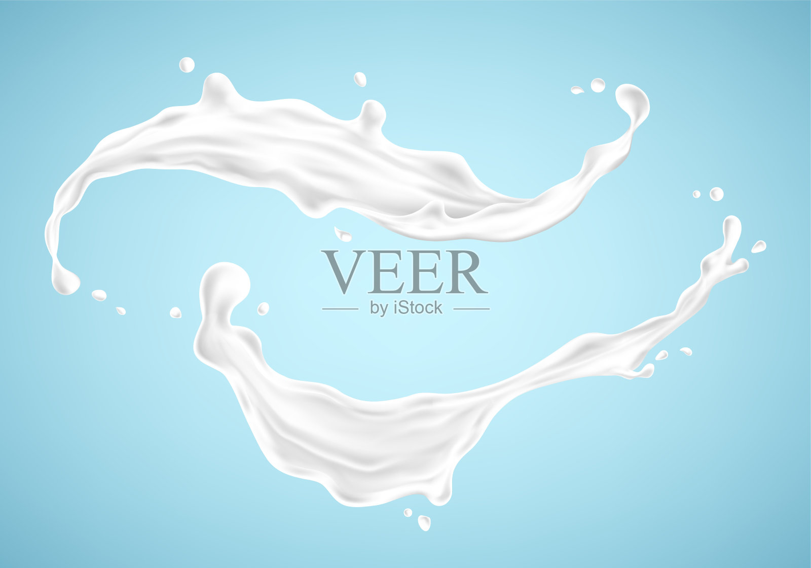 牛奶溅在蓝色的背景上。矢量图插画图片素材