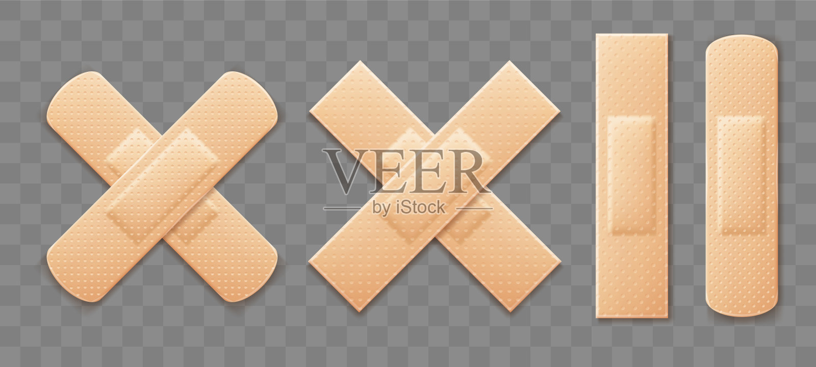 医用胶带膏药套装。现实的插图隔离在透明的背景。矢量插图。插画图片素材