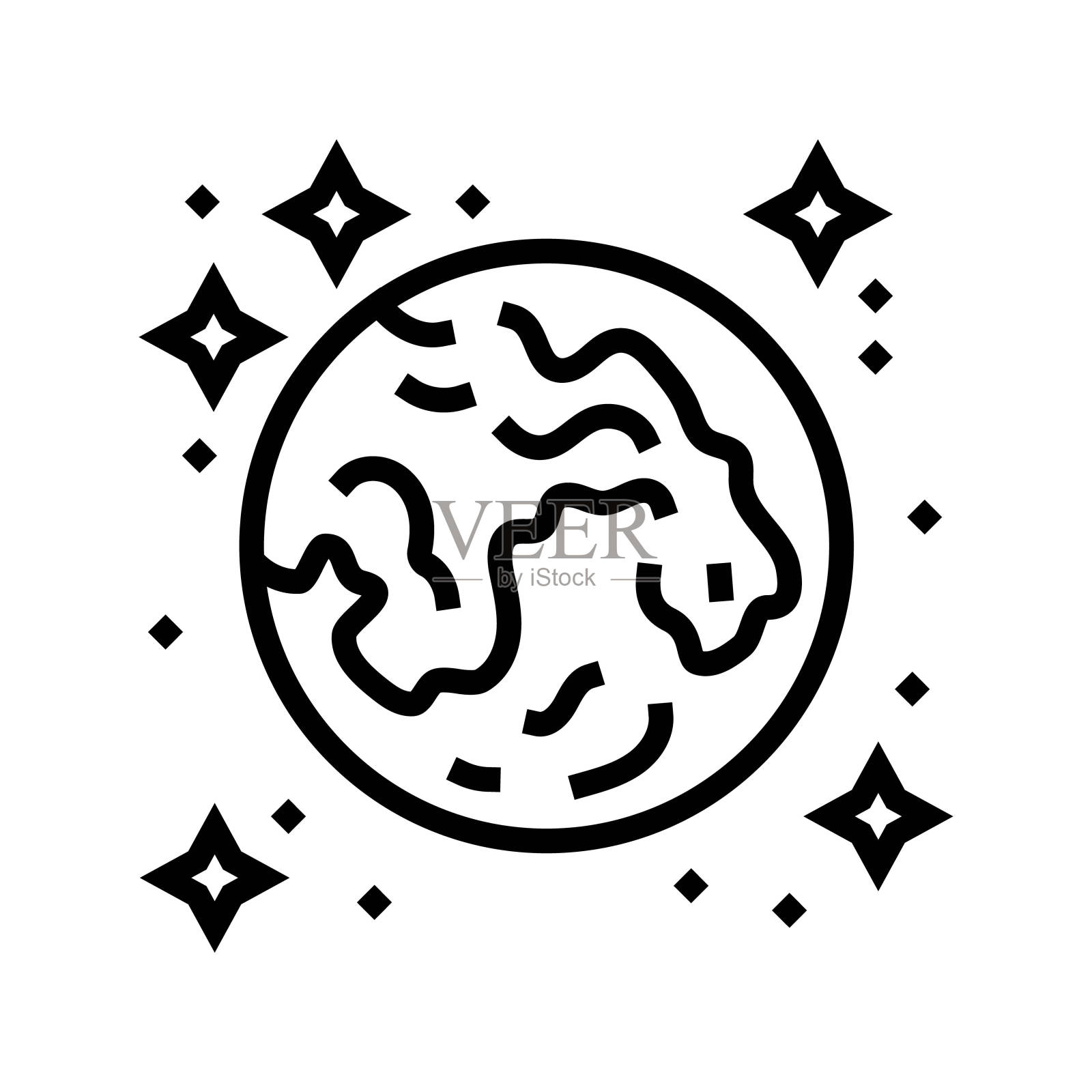 月亮和星星睡眠夜线图标矢量插图插画图片素材