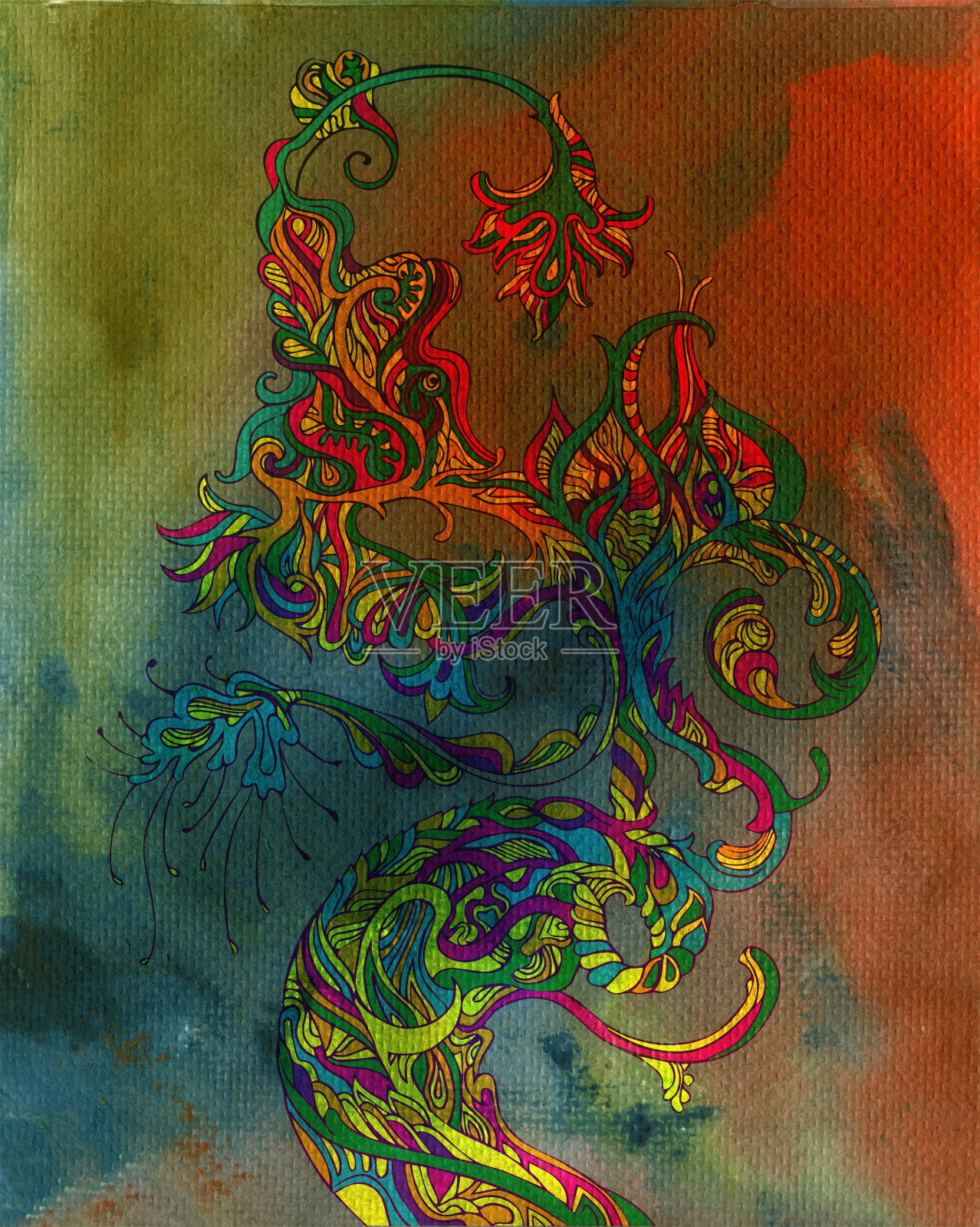 墨汁植物学插画图片素材