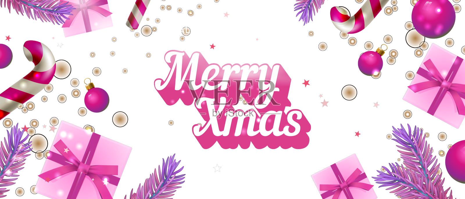 圣诞快乐销售网页横幅时尚粉色主题设计元素图片