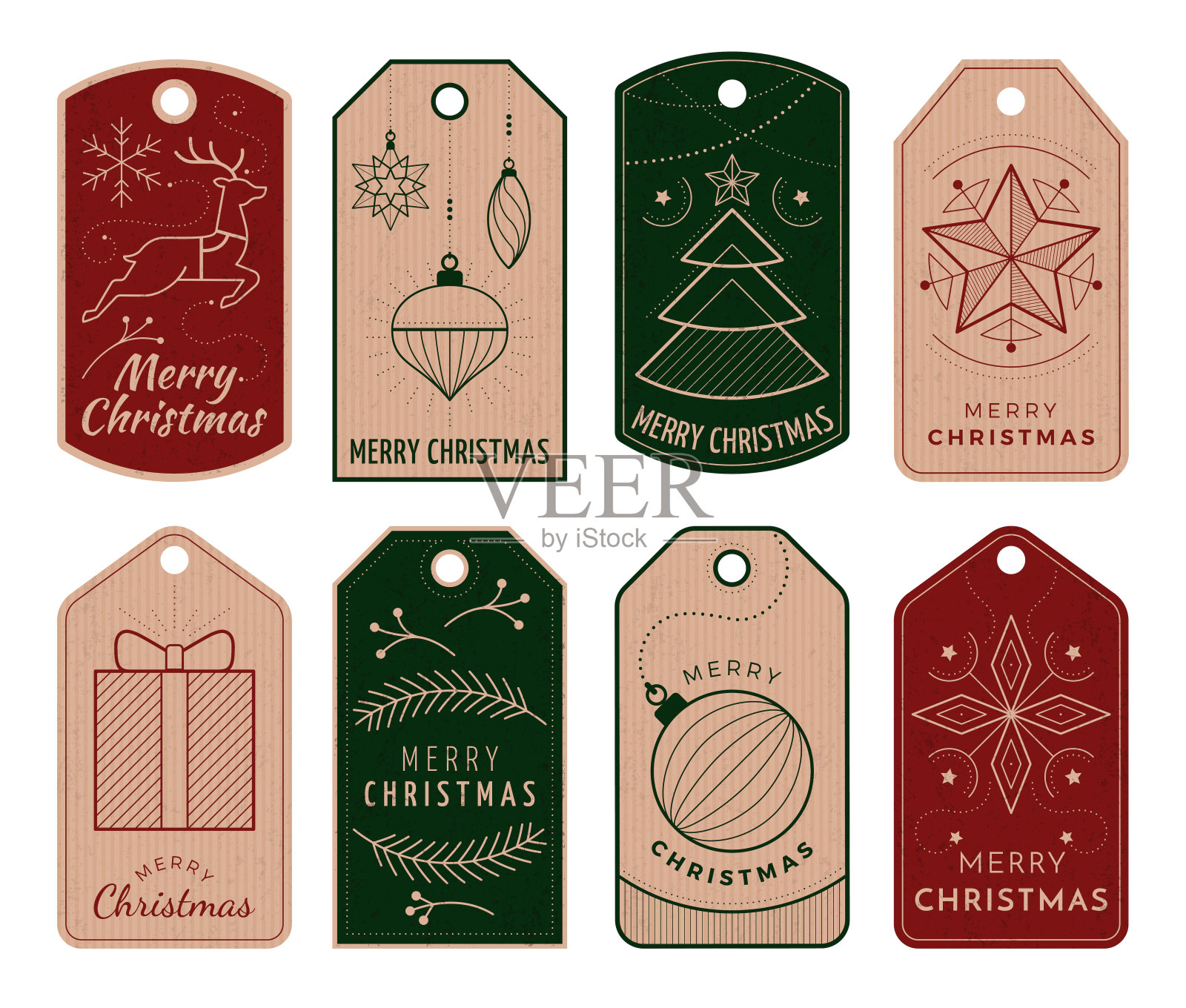 圣诞装饰吊牌与祝福插画图片素材