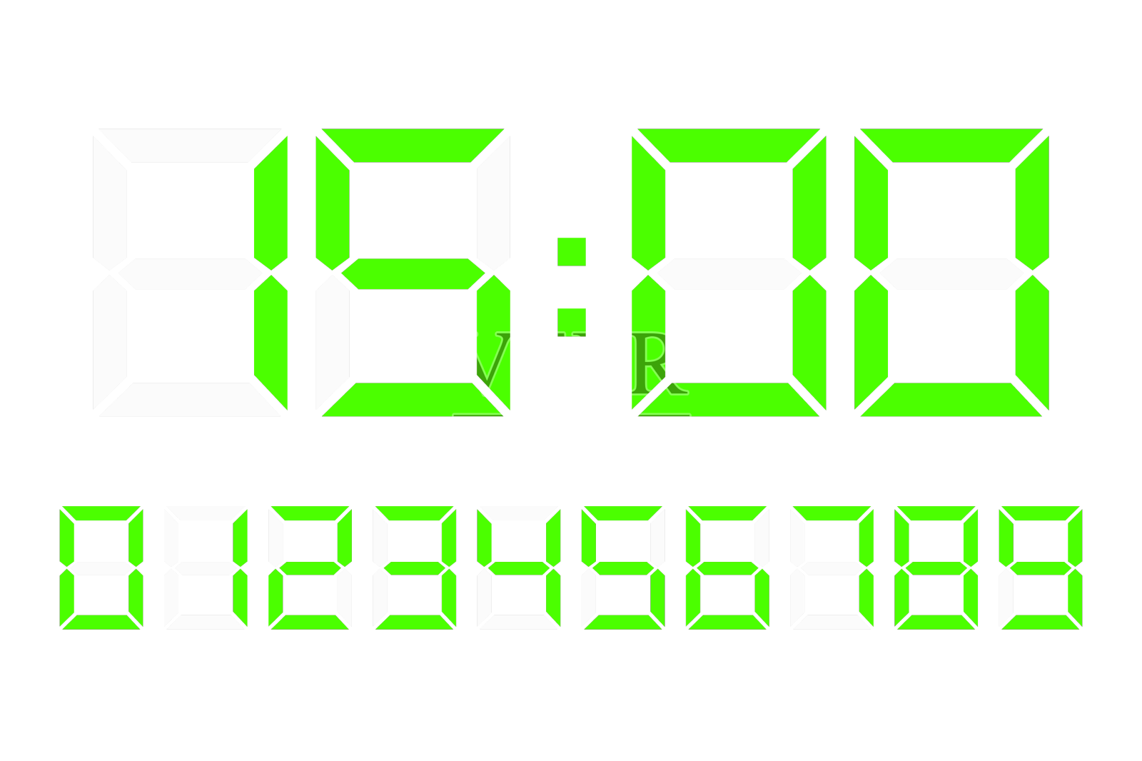 浅绿色数字led数字时钟设计元素图片