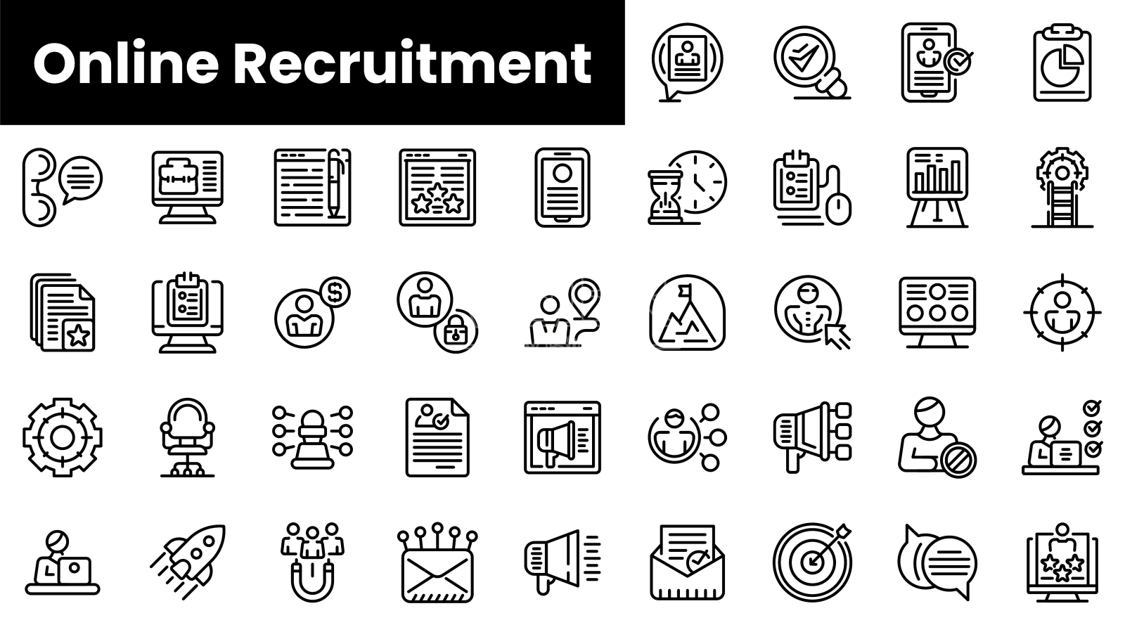 一套概述在线招聘图标设计元素图片