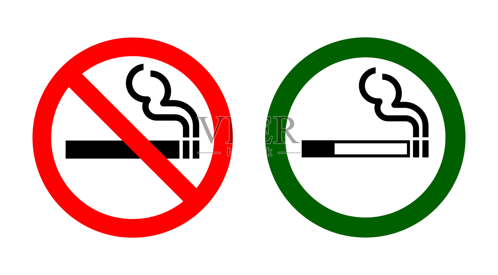 吸烟区及禁止吸烟标志设计元素图片