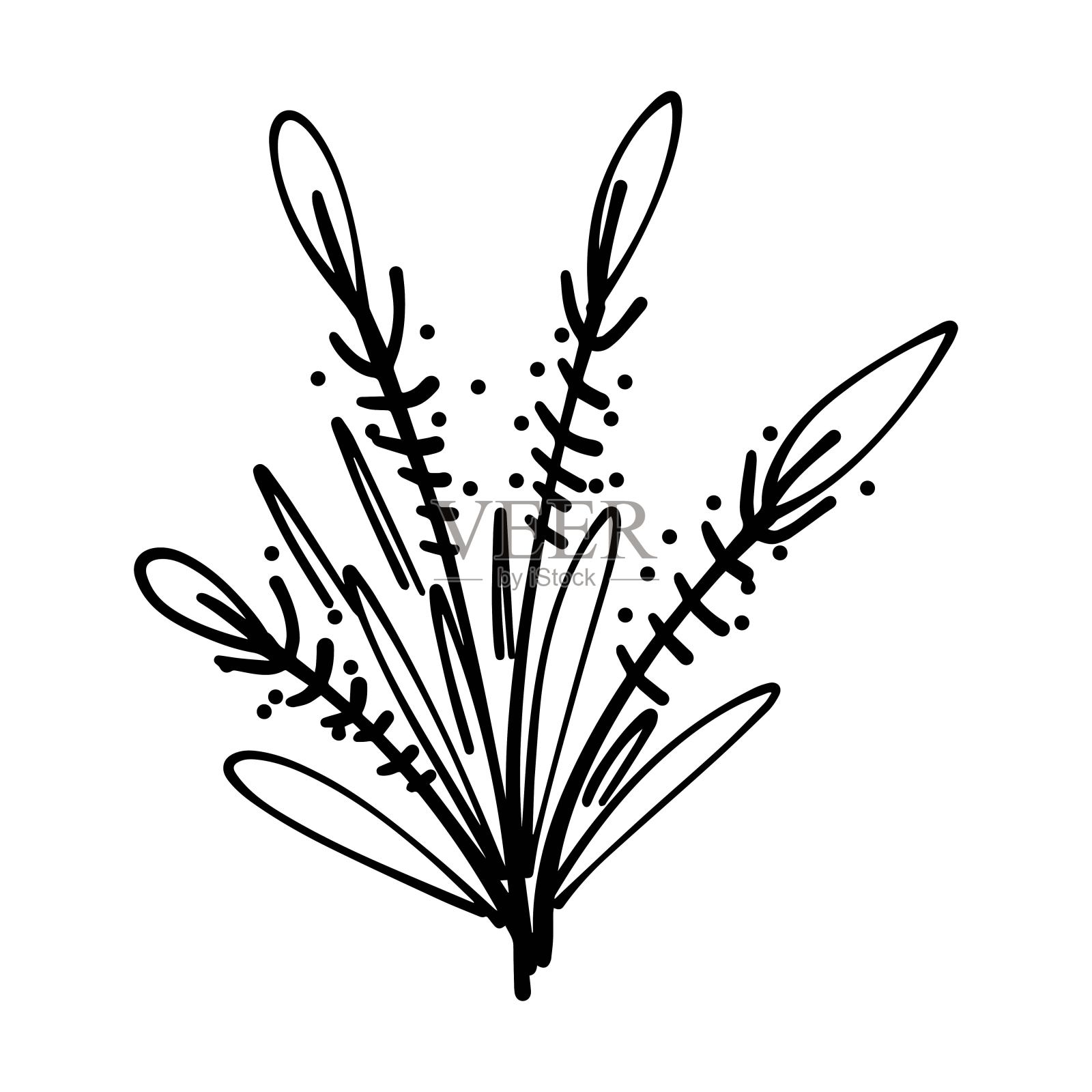 草图标插图，手绘草图，笔刷风格的设计和背景插画图片素材